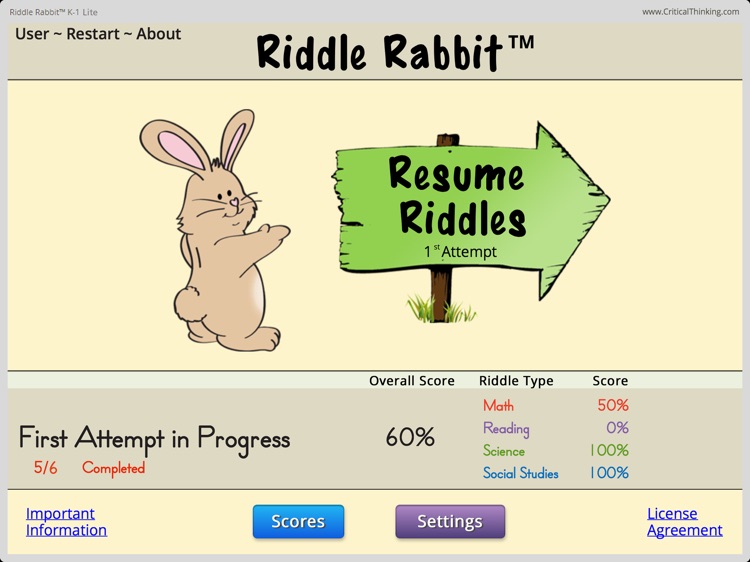 Riddle Rabbit™ K-1 (Lite)