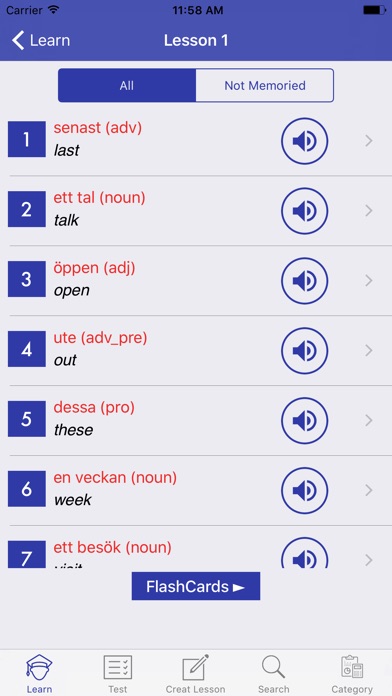 Learn Swedish Vocabulary screenshot 2