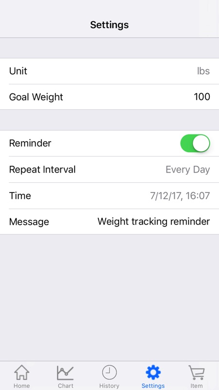 Weight Chart App
