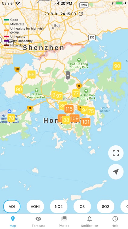 Hong Kong Air Quality AQI/AQHI