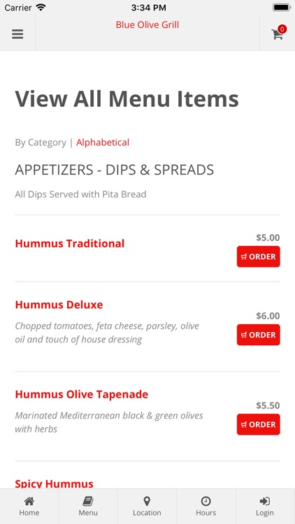 Blue Olive Grill App Orders