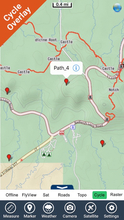 Badlands National Park gps outdoor map with Guide