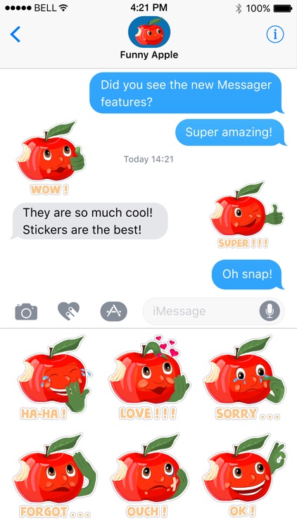 Funny Red Apple Stickers
