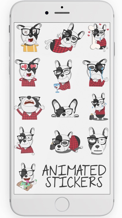 Hipster French bulldog sticker