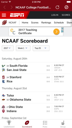 CAPS College Football Pick 'em(圖3)-速報App