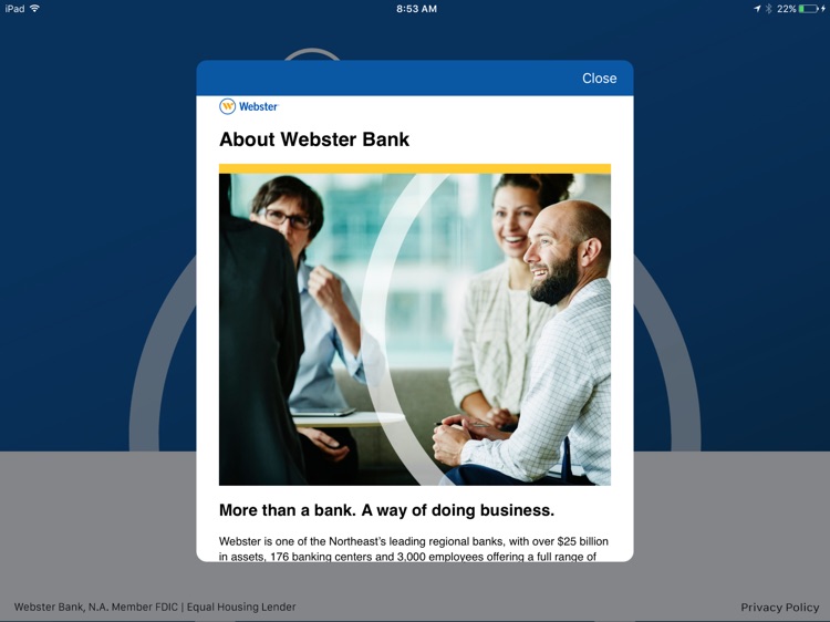 Webster Bank Mobile for iPad