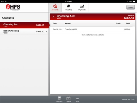 HFS Federal Credit Union for iPad screenshot 4