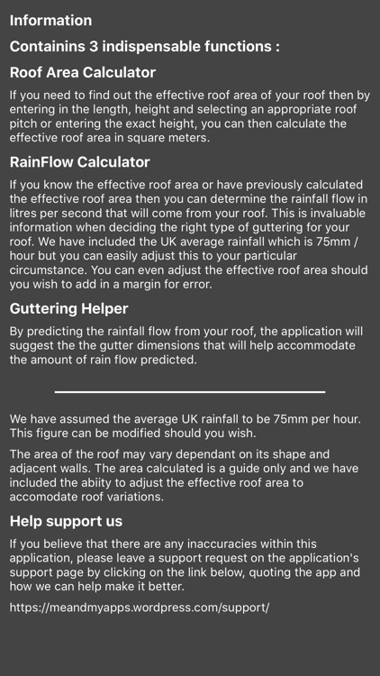 Roof area rainflow gutter calc screenshot-4