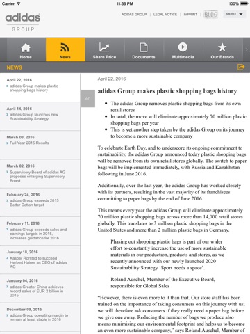 adidas Investor Relations iPad screenshot 4