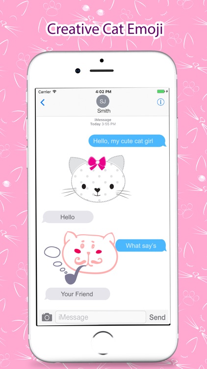 Cute Cat Pink Stickers Pack for iMessage screenshot-4