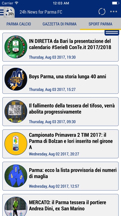 24h News for Parma FC