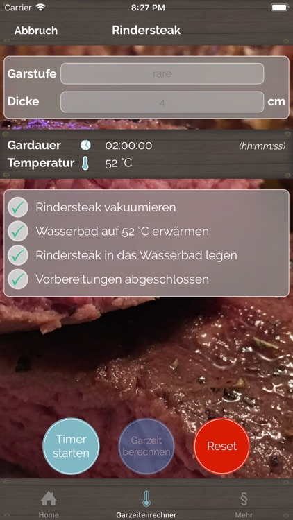 Sous Vide - Garzeiten Rechner