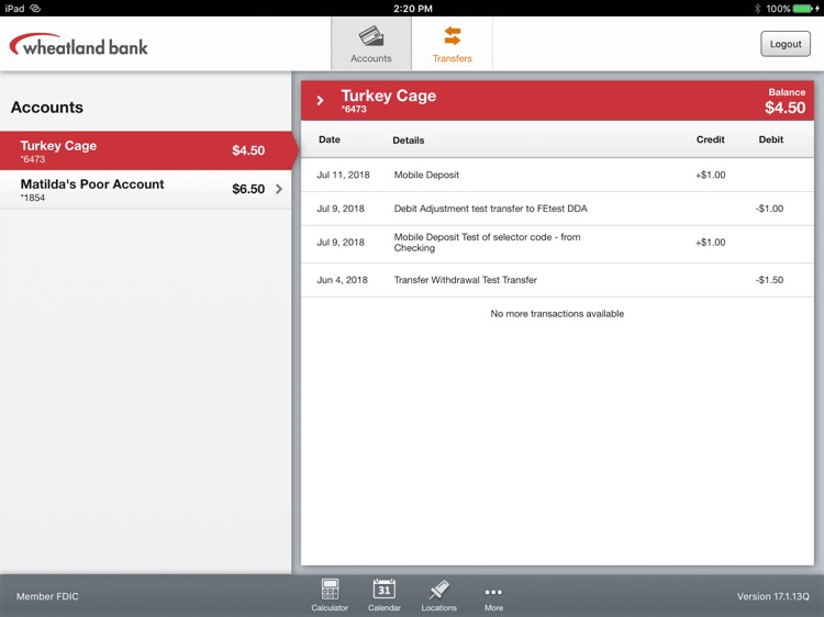 Wheatland Bank Mobile for iPad