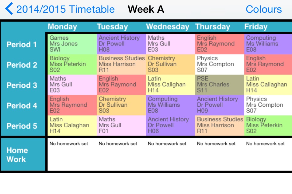 Timetable 2 weeks screenshot 2