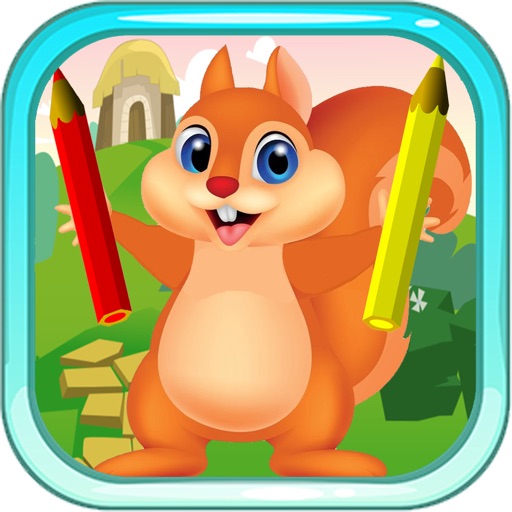 A Little Squirrel Animals Zoo Coloring Books Icon