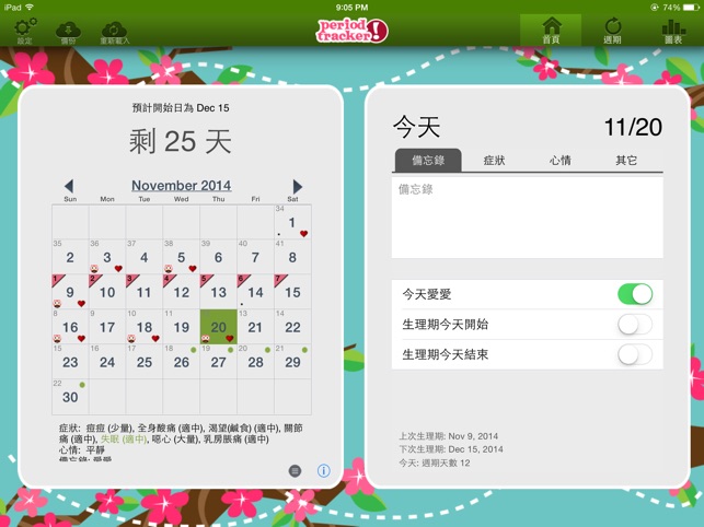 生理期追蹤器豪華版 HD (Period Tracker)(圖1)-速報App
