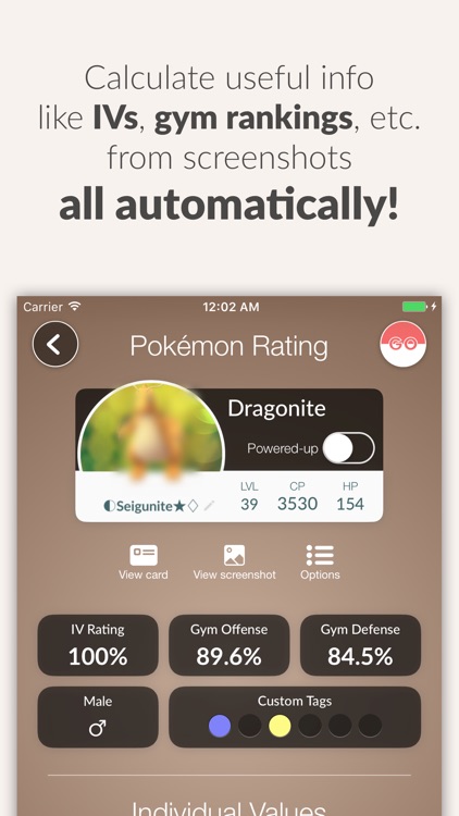 PokeRater - Automatic IV Calculator for Pokemon GO