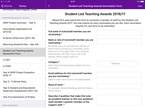 UoM eForms screenshot 4