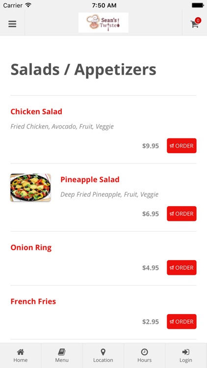 Sean's Twisted Online Ordering