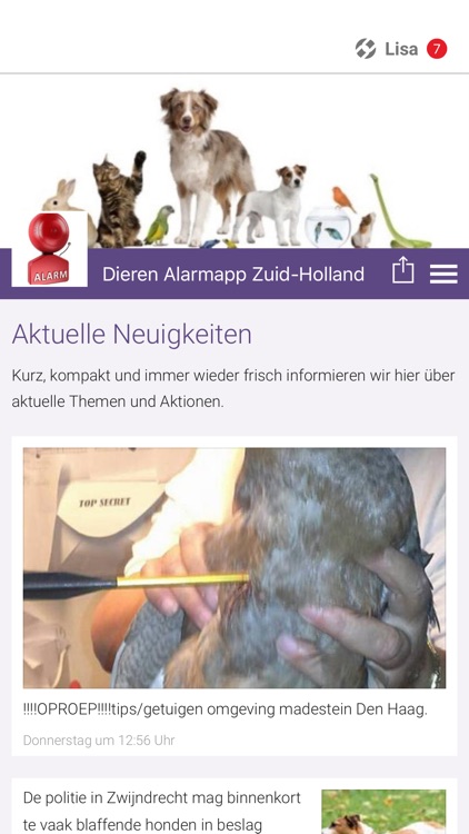 Dieren Alarmapp Zuid-Holland