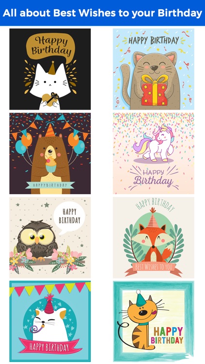 Birthday Card - Best Wishes with Cute Animals