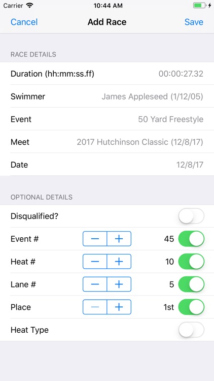 RaceKeeper Swim