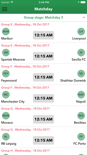 Live Champions League 2017-18