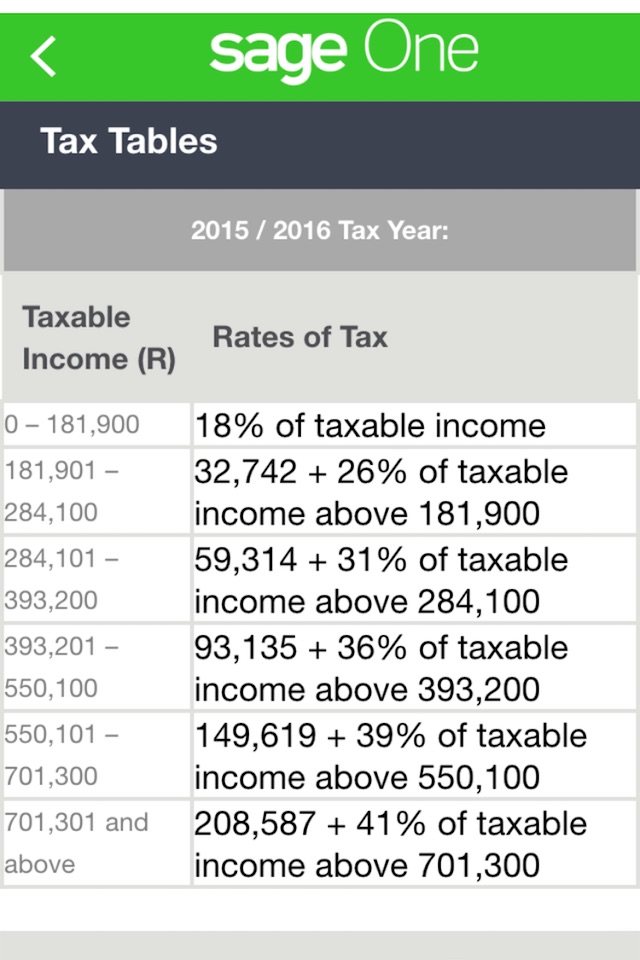 Sage Tax Calculator (ZA) screenshot 3