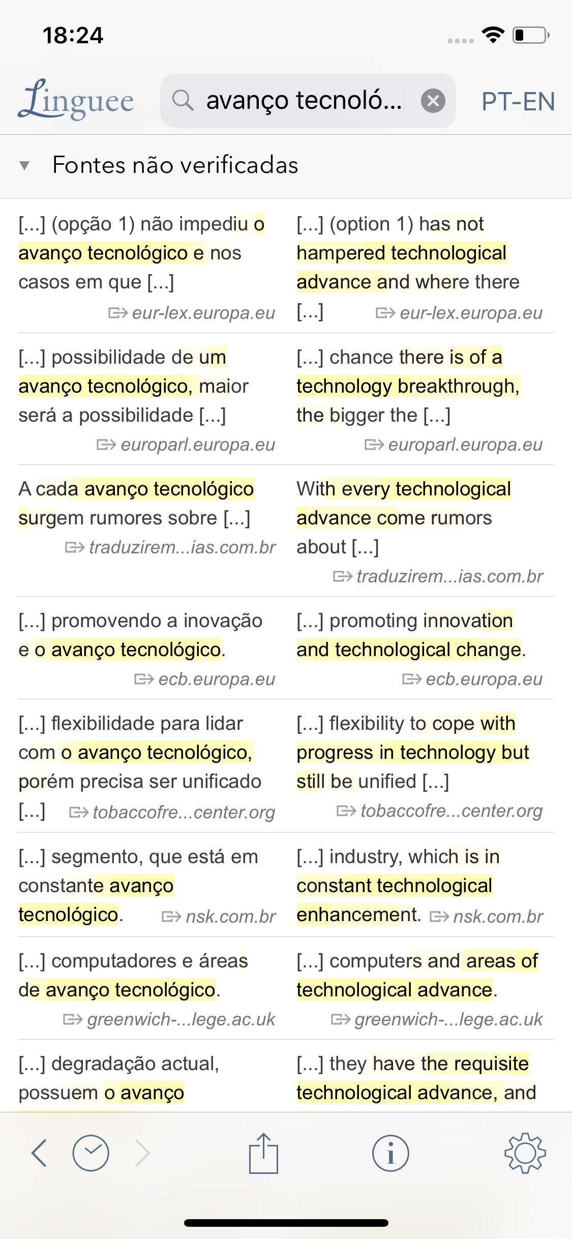Screenshot do app Dicionário Linguee