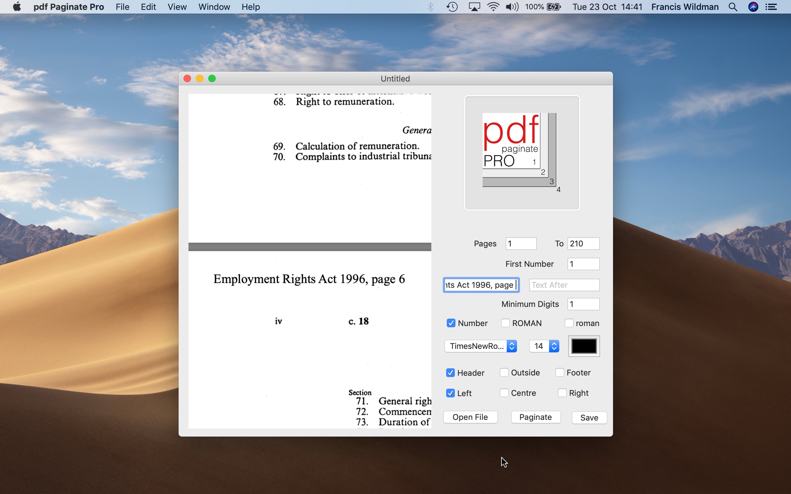 Screenshot do app pdf Paginate Pro