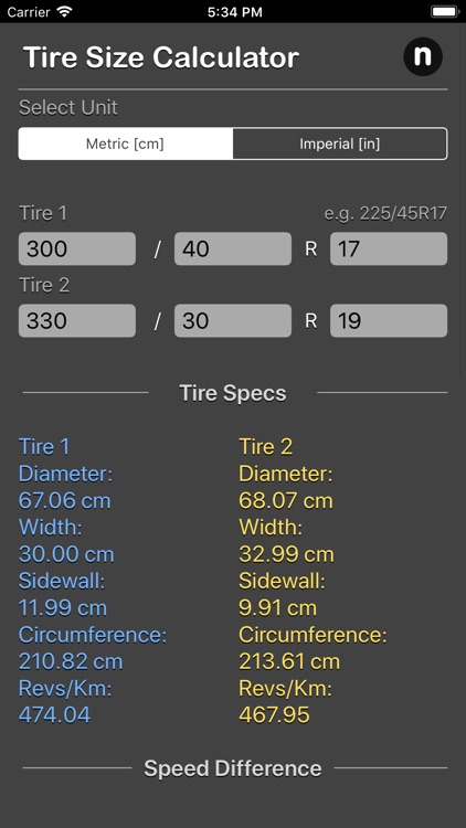 Tire Size Calculator Plus