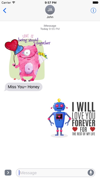 Love Quotes with Monster,Robot,Dinosaur Characters screenshot-3