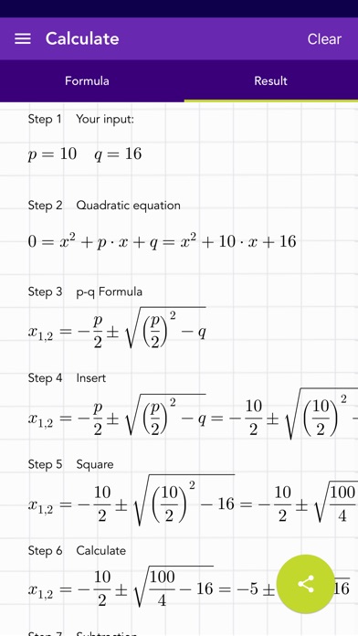 Quadratic Formula PQ PRO screenshot 2