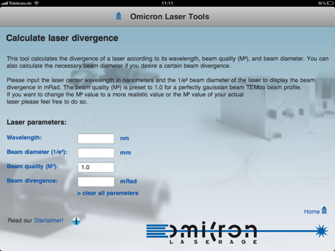 Omicron Laser Tools for iPad screenshot 2
