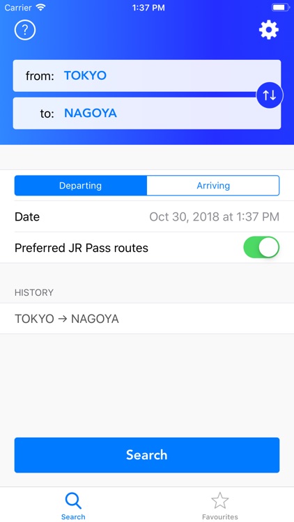 Japan Direct - route and train