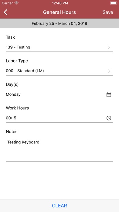 Infor LN Hours Registration screenshot 3