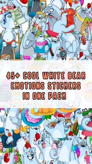 White Funny Bear Stickers