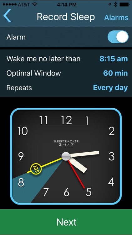 Sleeptracker® 24/7 standalone sleep tracker, alarm screenshot-4
