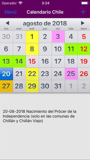 Calendario 2019 Chile NoAds