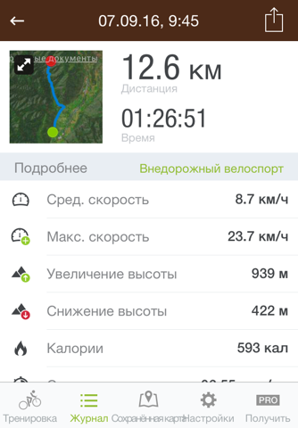Скриншот из Runtastic Mountain Bike GPS