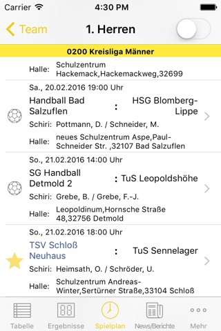 TSV Schloß Neuhaus Handball screenshot 2