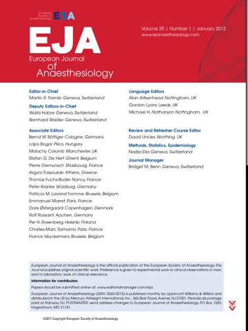 EJA: European Journal of Anaesthesiology screenshot 3