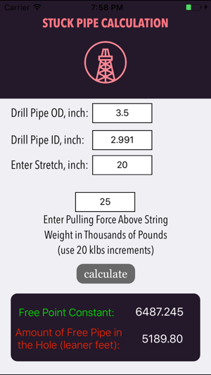 Stuck Pipe Calc