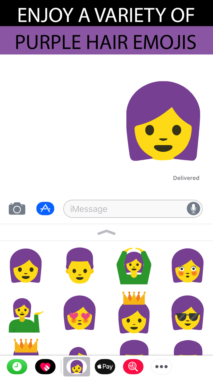 Purple Hair Emoji Stickers