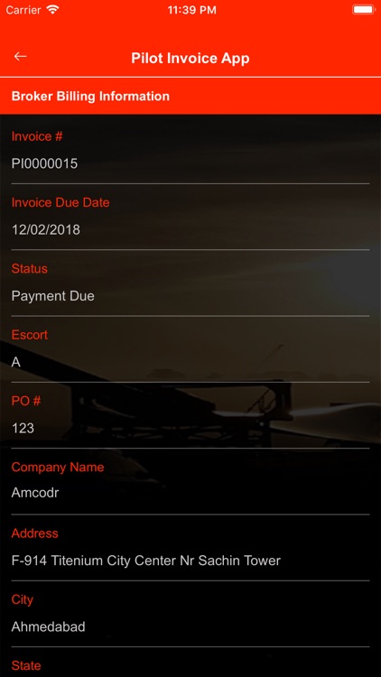 Pilot Invoice