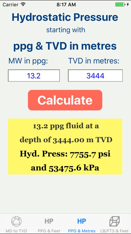 OilField Hydrostatic Pressure.