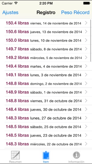 Libras Embarazo Seguimiento Del Peso En Capturas De Pantalla