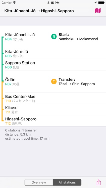 Sapporo Rail Map