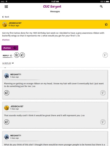 CLIC Sargent online community screenshot 2