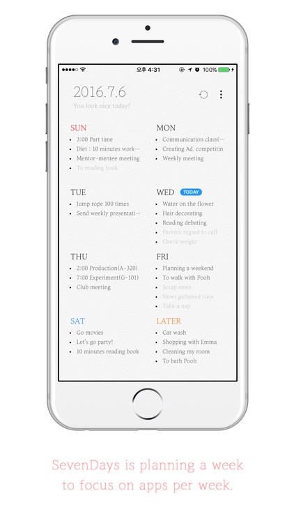 SevenDays - To focus a week plans and widget!